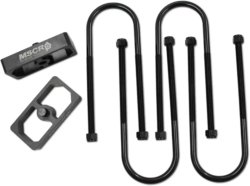 Universal Billet Aluminum Leaf Spring Lowering Block Kit with U-Bolts & Hardware,1 Inch, 2-1/2" Wide, 5" Long (1 Inch)