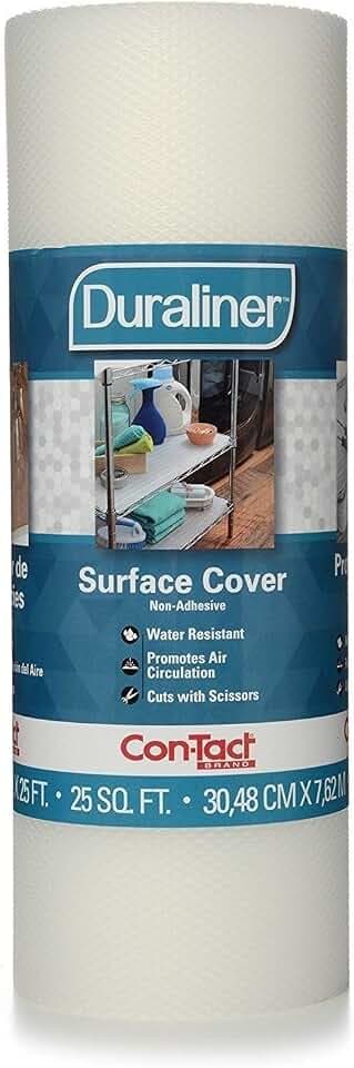Con-Tact Brand Duraliner Shelf Liner, Non-Adhesive and Multi-Use Drawer Liner, Made of Vinyl, Waterproof Liner, 12" x 25', Diamond Clear