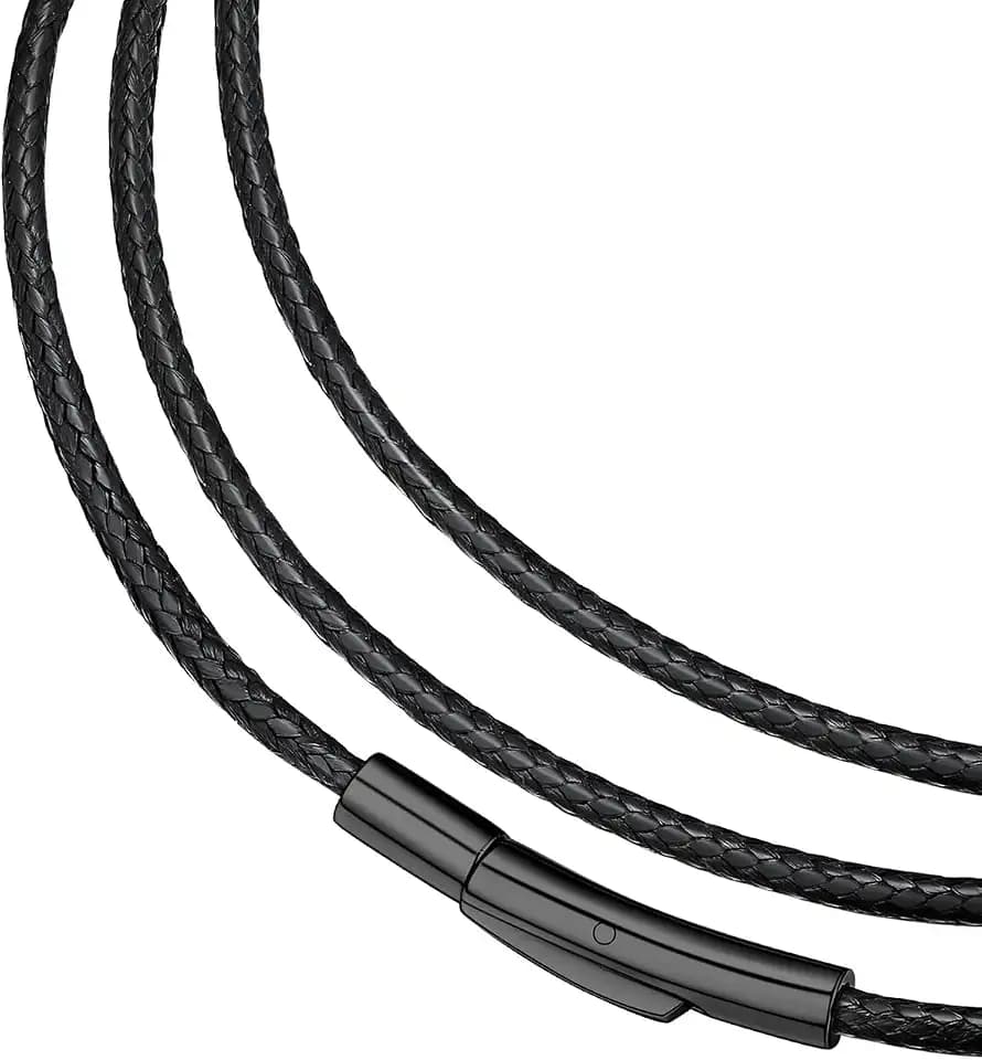 FaithHeart Braided Leather Necklace Cord with Stainless Steel Snap Clasp