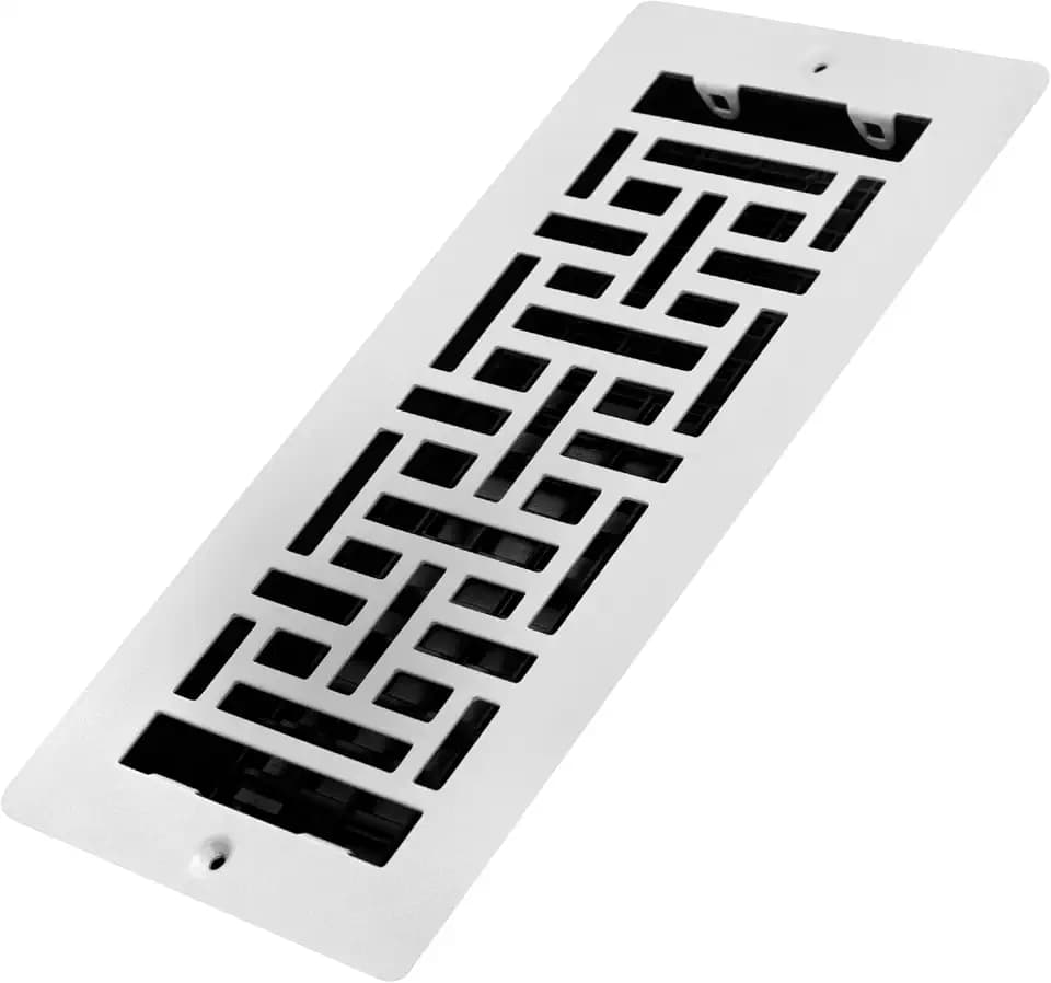 Decor Grates 4x10 Inch Oriental Low Profile Wall/Ceiling Register Vent Cover, Fits 4"x10" Wall/Ceiling Vent Opening, Adjustable Airflow Control, Brushed Nickel (AJL410W-NKL)