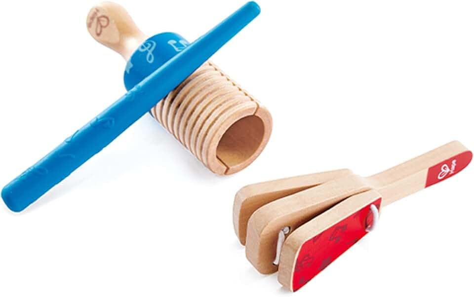 Hape Rhythmus-Set - Holz, Rhythmusinstrument und Musikspielzeug, Pädagogisches Spielzeug zur Förderung von Rhythmus, Koordination & Kreativität, Musikinstrument für Kinder ab 12 Monaten