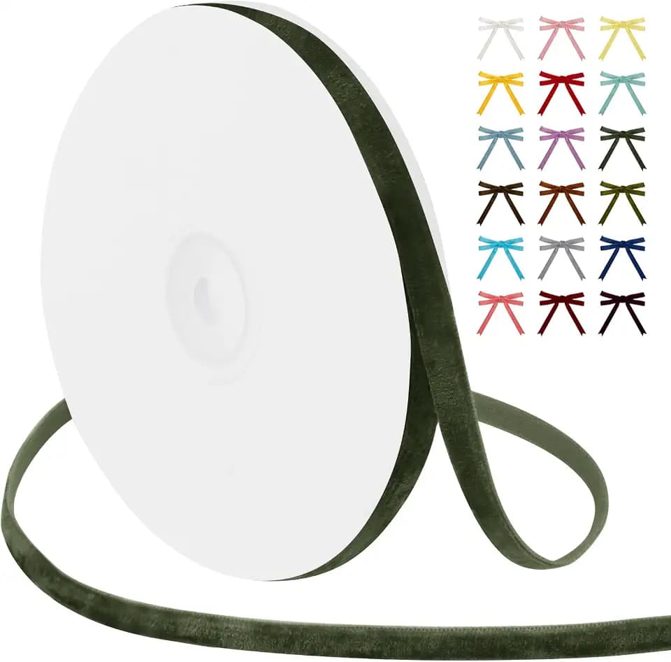 Uiopa Samtband Armeegrün 6mm Breit, 9m Geschenkband Samt Band, Schleifenband Armeegrün Ribbon Dekoband für Geschenkverpackung, Kränze, Hochzeit, Party, DIY Handwerk