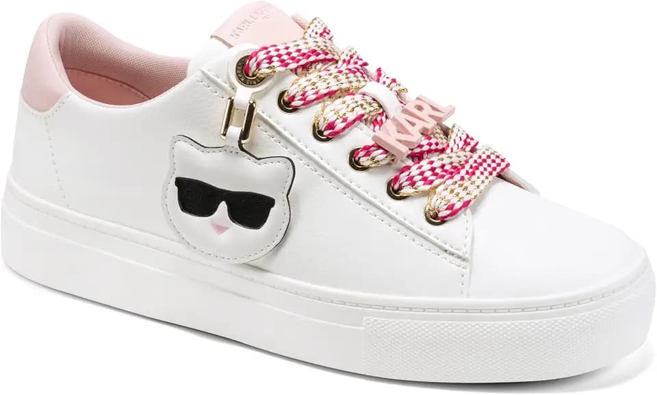 Karl Lagerfeld Women's Capree Lace Up Sneaker with Choupette Charm