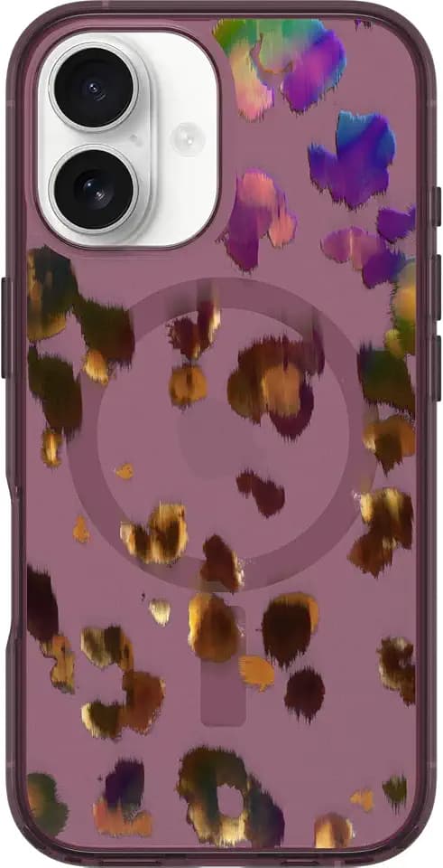 OtterBox iPhone 16 Symmetry Series Clear Case - Pink Leopard Print