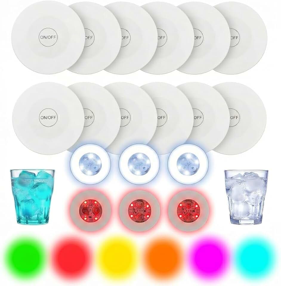 12pcs LED Sticker Stimmungslichter Selbstklebend, 6 Bunt 6 Weiß