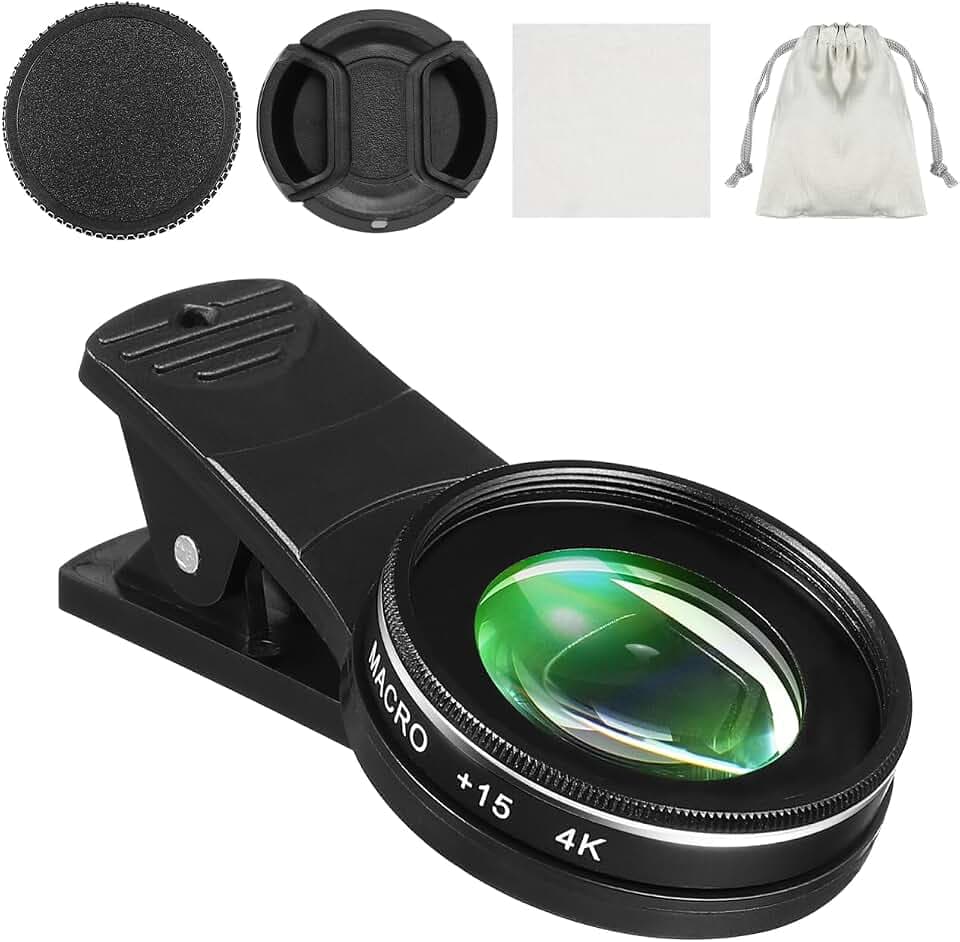 Hemobllo Handy Makro Objektiv Clip-on Makro-Objektiv Für Smartphone Fotografie Einzel-Makroobjektiv Für Nahaufnahmen Von Blumen Schmuck Und Münzen 3.70 X 3.70 X 2.00 cm