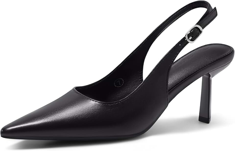 Coutgo Womens Slingback Kitten Heels Closed Pointed Toe Pumps Work Party Dress Shoes
