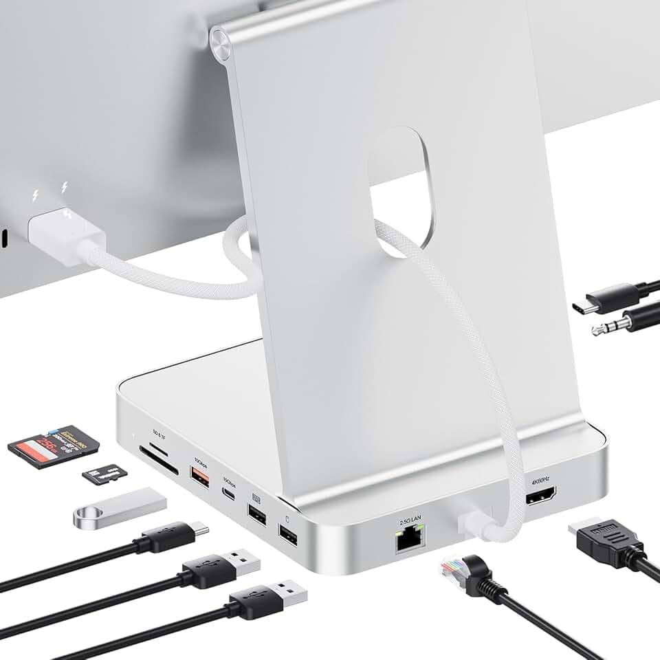 11-in-1 USB C Hub for iMac 24" 2021-2024 with M.2 NVMe 4TB SSD Enclosure
