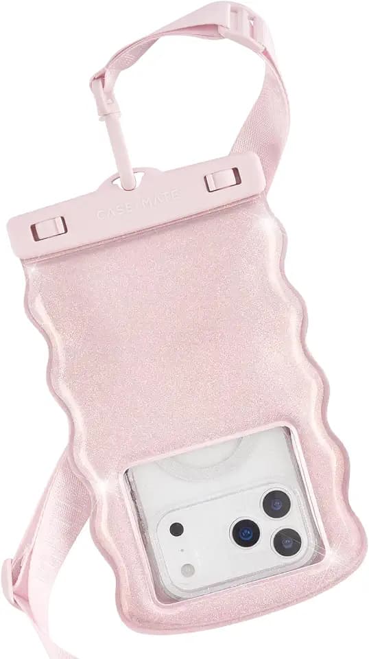 Case-Mate Wavy IP68 Waterproof Large Phone Pouch - Ballet Pink Twinkle