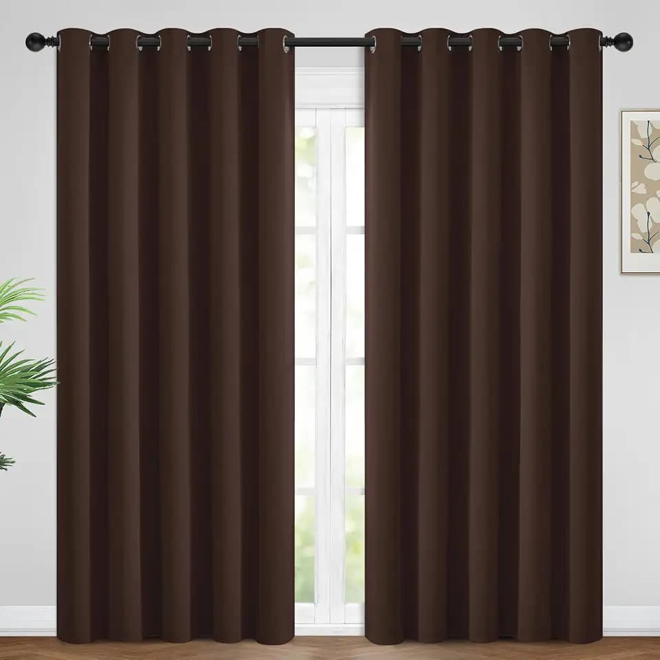 Yakamok Room Darkening Curtains 62x96 inch Long Chocolate Brown-Bedroom