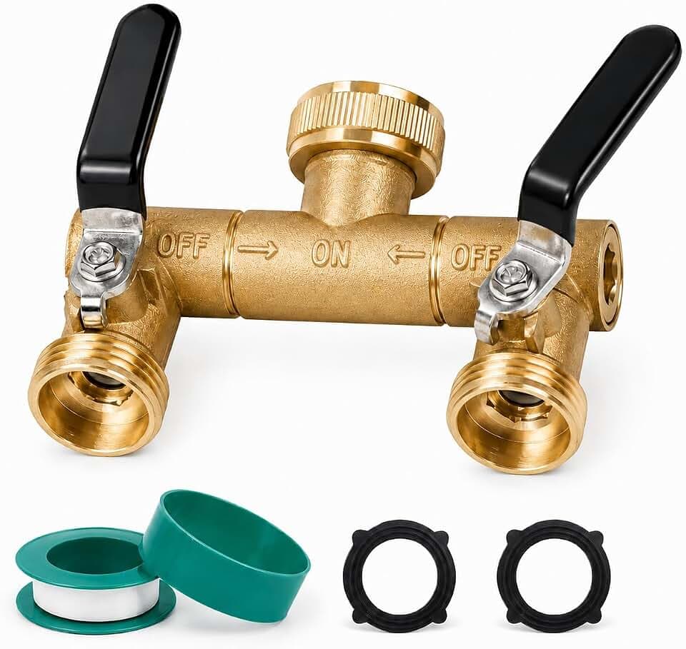 2 Way Garden Hose Splitter Heavy Duty, Full Flow Garden Hose Splitter