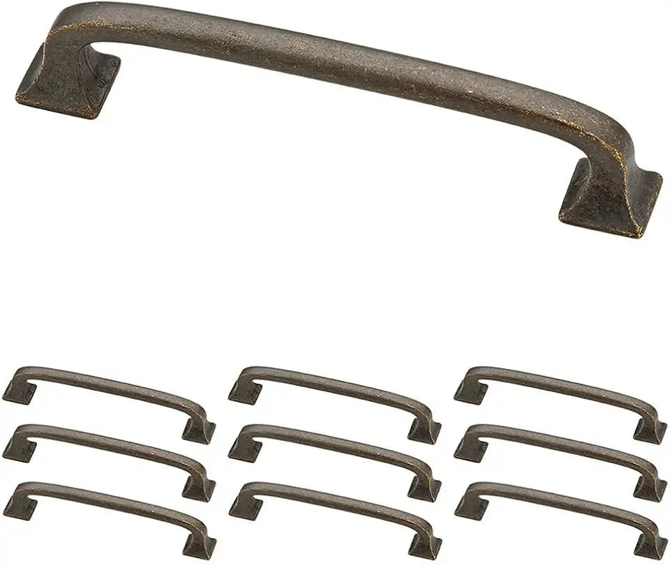 Franklin Brass (10-Pack) – Warm Chestnut Cabinet Handles, 4 Inch Hole Center, Pulls for Drawers, Kitchen Cabinet Door, Dressers | Lombard
