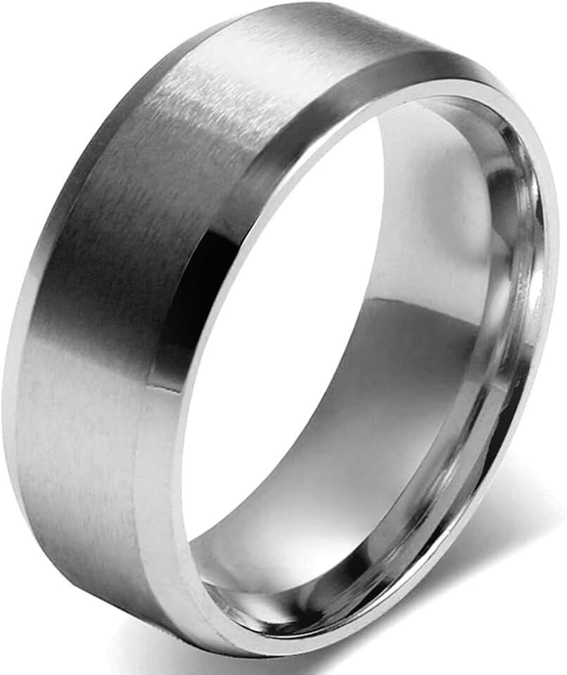 JewelryWe Schmuck 8mm Herren Ring, Ehe-Verlobungs Eheringe Partnerringe Edelstahlring, Schwarz Bandring Größe 49-74 mit Geschenk Tüte