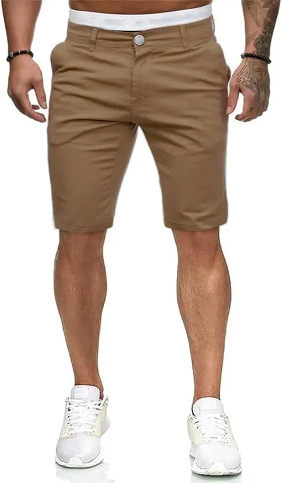 ALLABREVE Mens Flat Front Golf Short Work Dress Short with Pockets Casual Shorts Summer Beach Shorts Pants