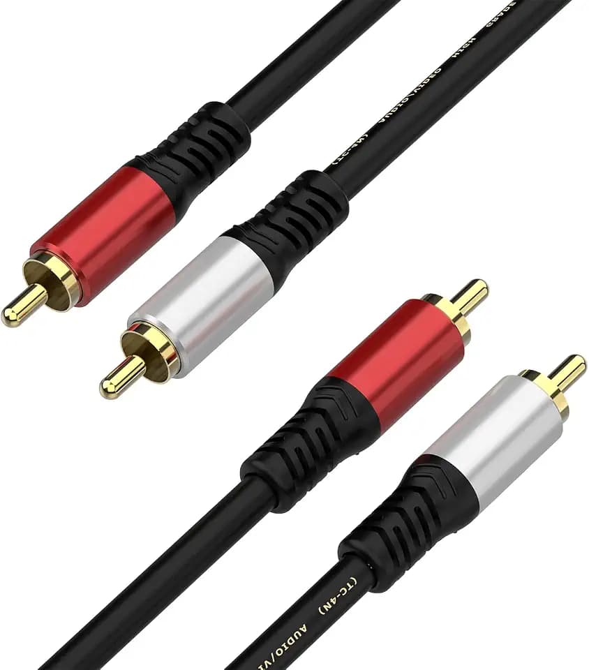 2RCA Male to Male Audio Cable, 24K Gold, TV, Amp, 15ft