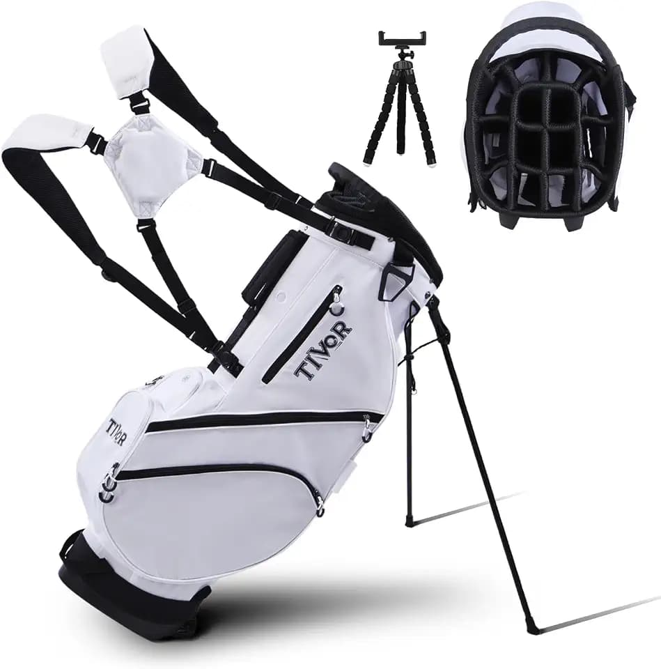 Golf Stand Bag - 14-Way Full-Length Dividers,Golf Bag with 8 Spacious Pockets - Lightweight Golf Bag for Men and Women with 3D Hip Pad, Stable Legs & Phone Holder