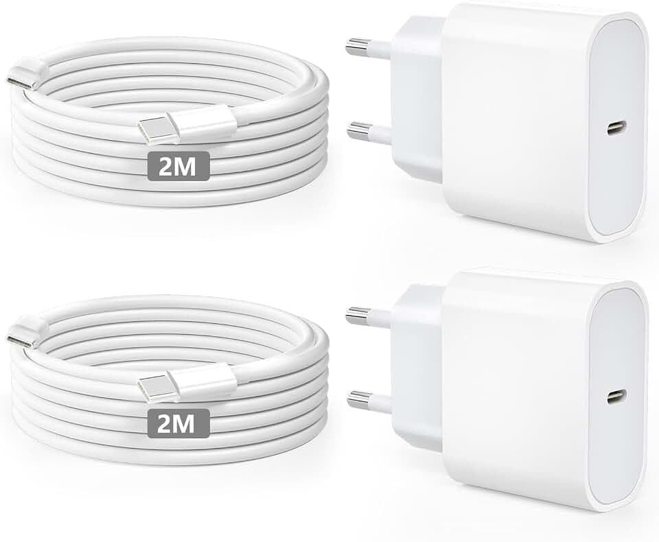 20W USB C Schnellladegerät und Schnellladekabel für iPhone 17/16/15 2Pack
