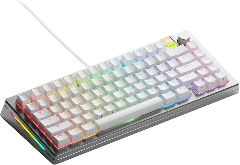 GLORIOUS Gaming GMMK 3 PRO HE Rapid Trigger Keyboard: 75% TKL, Hall Effect, Aluminum Body, 8K Polling Rate, Hotswap MX & Magnetic Switches, Gasket System, US QWERTY Layout (Silver)
