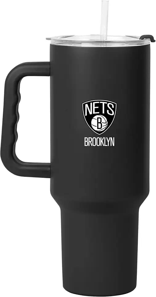 FANMATS NBA 40 oz Stainless Steel Handled Tumbler – Durable Powder Coat Finish - Fits Most Cup Holders, Vaccum Insulated, Officially Licensed NBA Cup - Comes With Straw