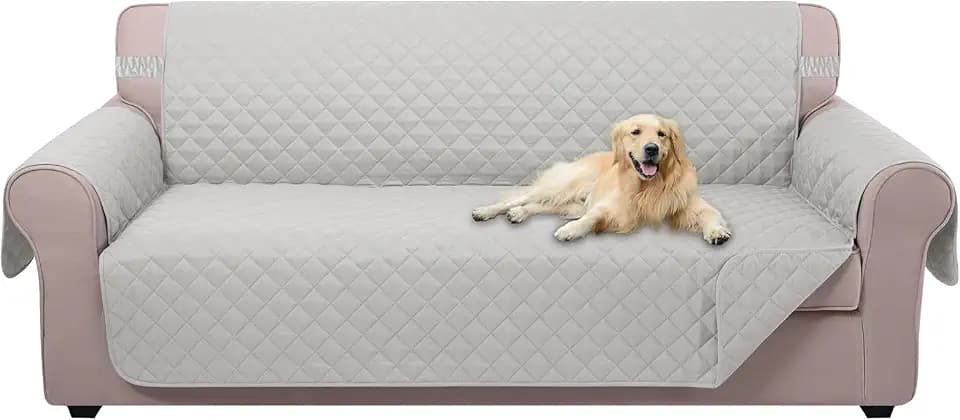 U-NICE HOME Reversible Sofa Cover Couch Cover for Dogs, Light Grey