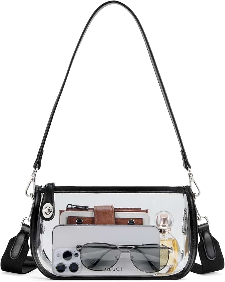 CLUCI Clear Purse Crossbody Bags for Women Clear Crossbody Bag Clear Shoulder Bag for Concerts Sports Events Festivals