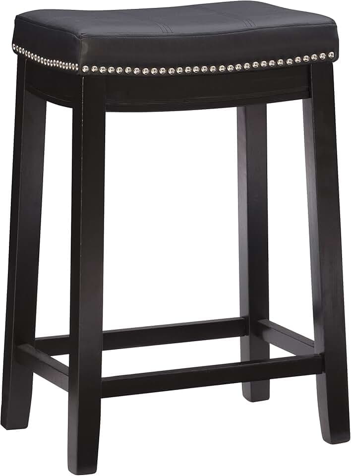 Linon Claridge Counter Stool, Black, 26" x 18" x 12.75"