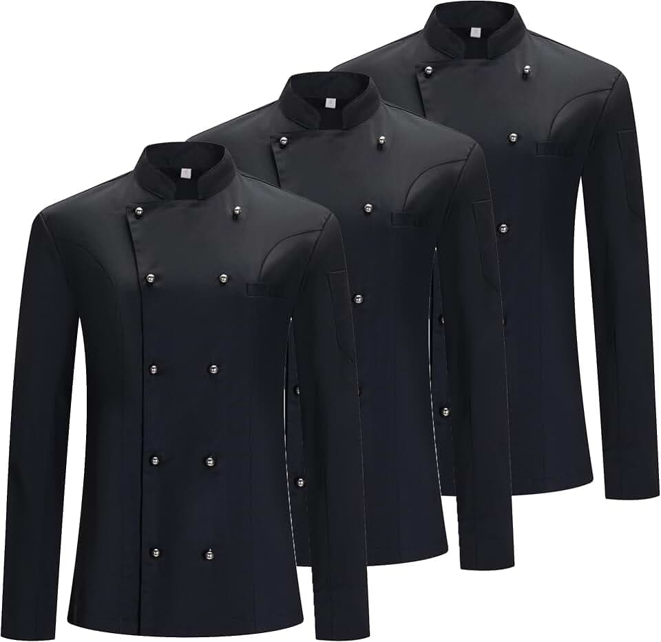 MISEMIYA Herren Confezione 3 Unità-Veste De Chef Pour Hommes 3-8501 Chef's Jacket, Schwarz, X-Large (3er Pack)