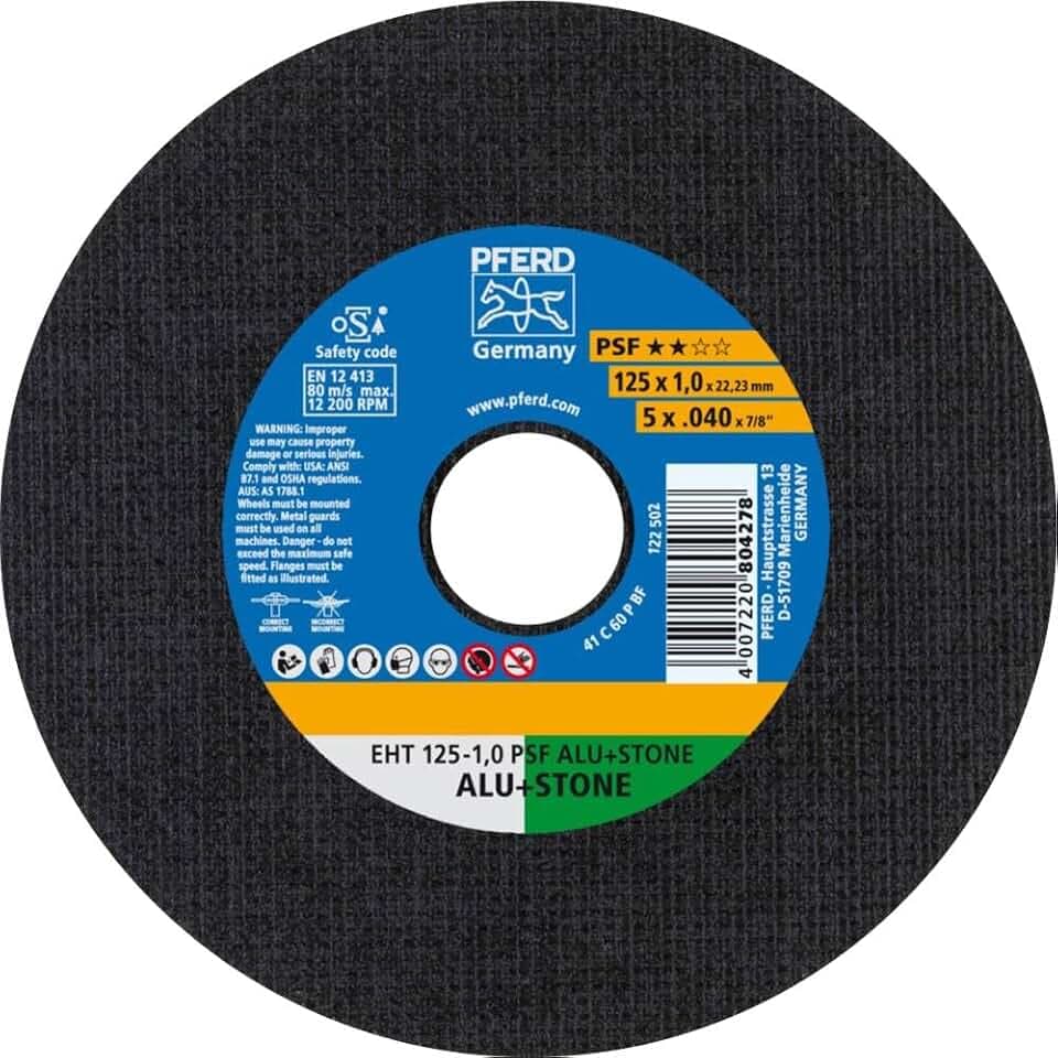 PFERD Tools Trennscheibe PSF ALU+Stone 10 Stück | 125 x 1,0 x 22,23 mm, gerade | 61819015 – für NE-Metalle und mineralische Werkstoffe, Black