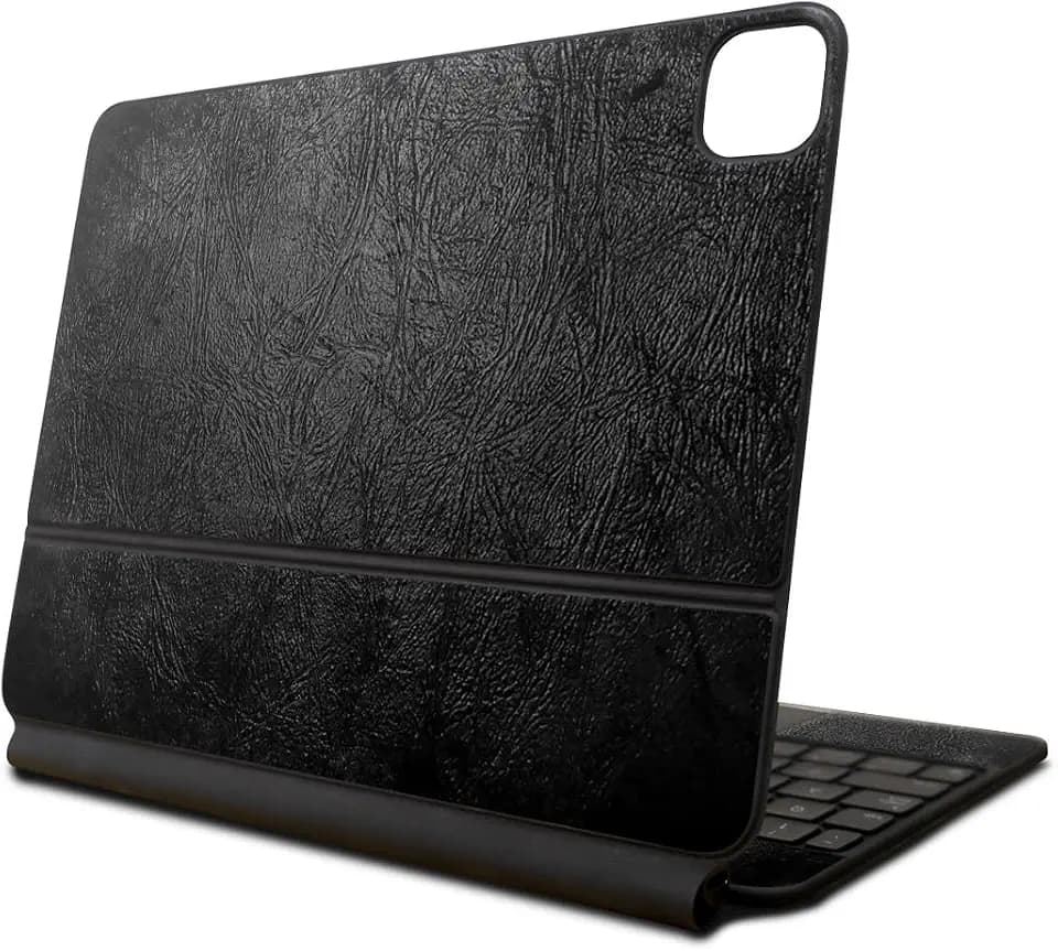 Skin Compatible with Apple Magic Keyboard for iPad Pro 13‑inch (M4) 2024 - Black Leather - Premium 3M Vinyl Protective Wrap Decal Cover - Easy to Apply | Crafted in The USA by MightySkins