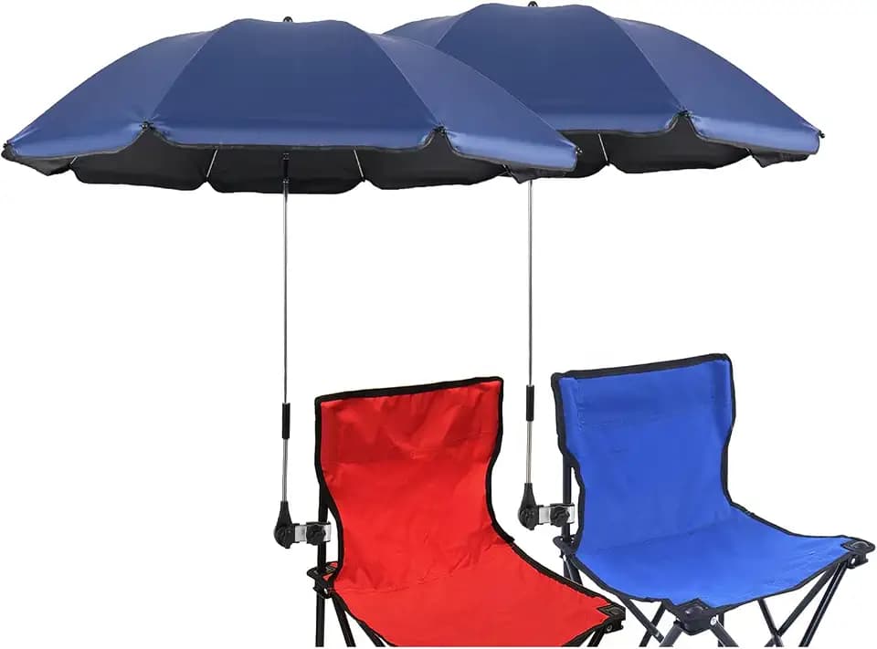 2 Pack Classic 46 Inch D-Blue Portable Umbrellas with Universal Clamp for Patio, Beach, Wheelchair, Golf Carts (Excluding chairs)