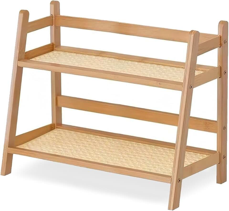 2 Tier Coffee Bar Station Organizer & Bamboo Mug Holder – Countertop Tea and Coffee Bar Accessories Stand, Matcha Display Shelf with Condiment Storage Rack, Cup Organizer for Kitchen Counter (Large)