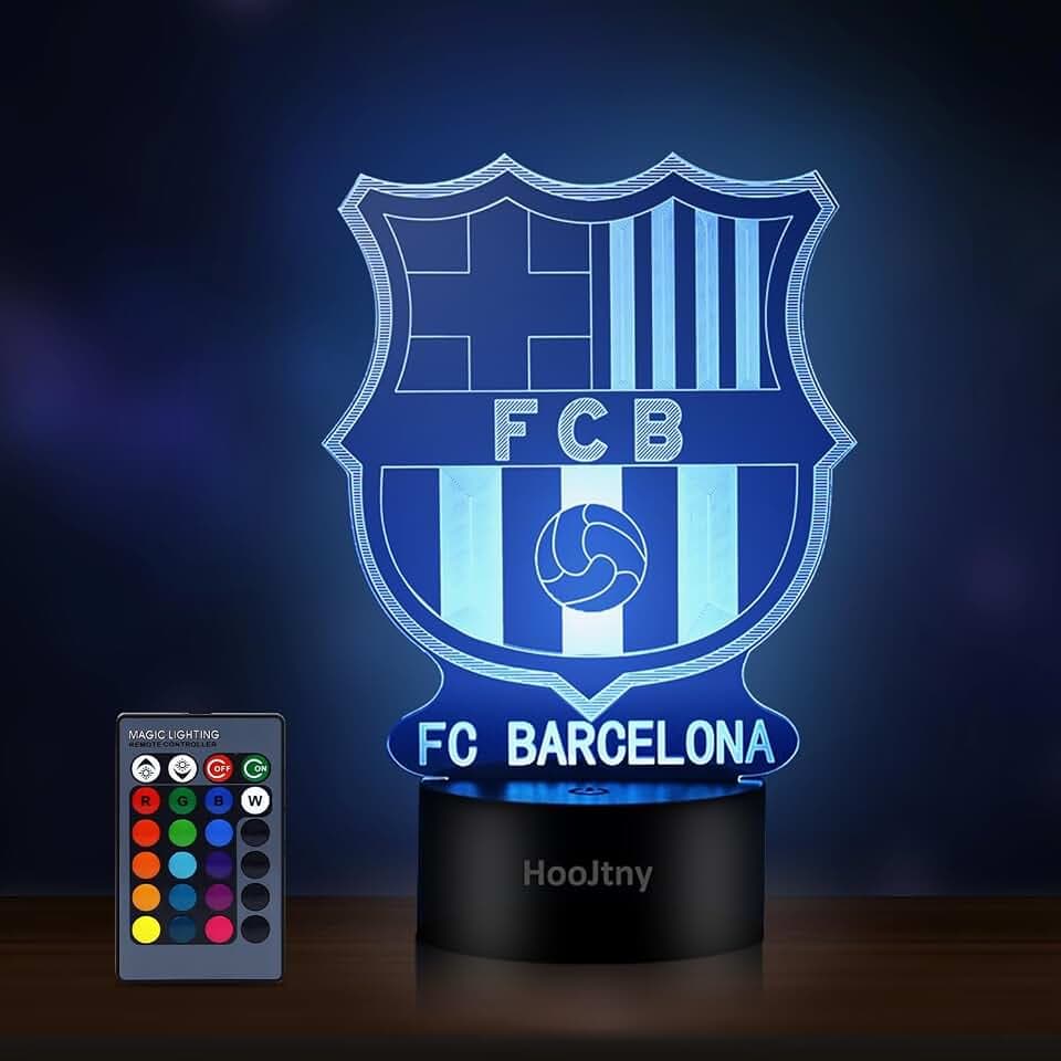 Barcelona Lampe, 3D Fußball Nachtlicht für Kinder mit 16 Farben
