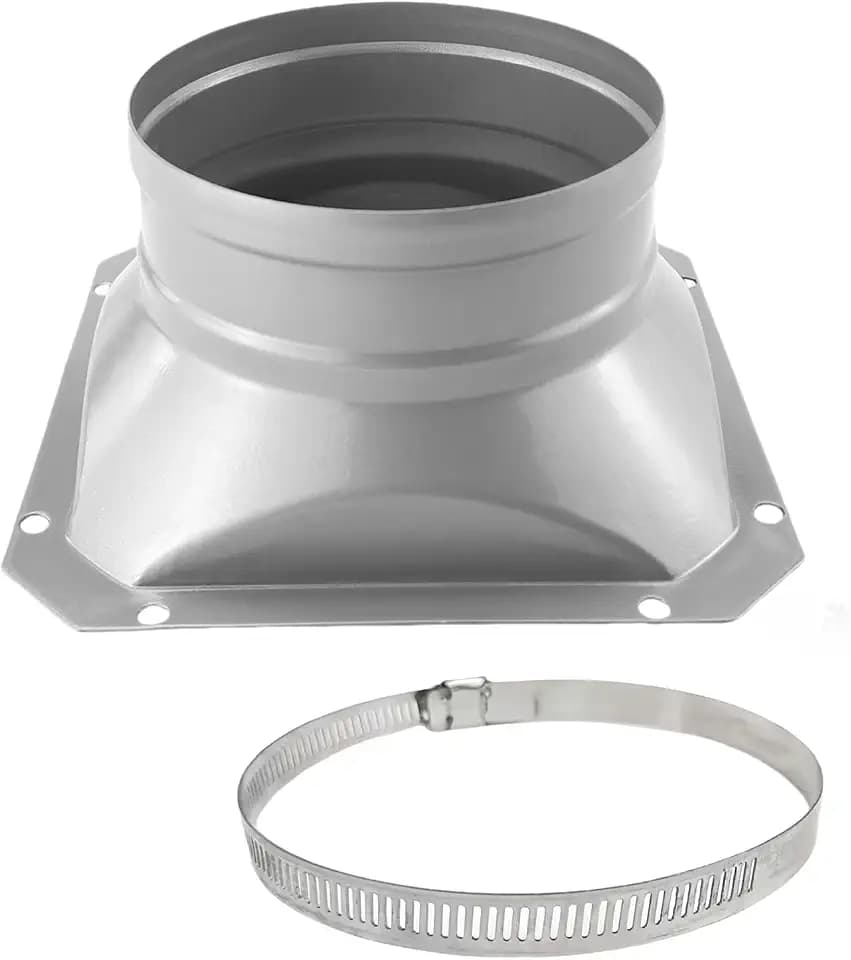6 Inch Duct Connector Flange, Metal Straight Pipe Flange Square to Round Interface Air Duct for Heating Cooling Ventilation HVAC System,whit Adjustable Hose Clamp