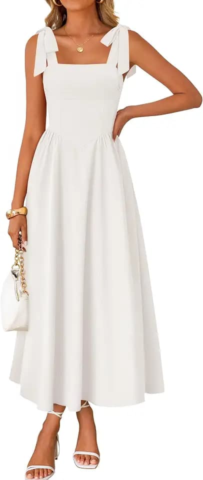 ZESICA Women's Summer Tie Shoulder Wedding Guest Maxi Dress