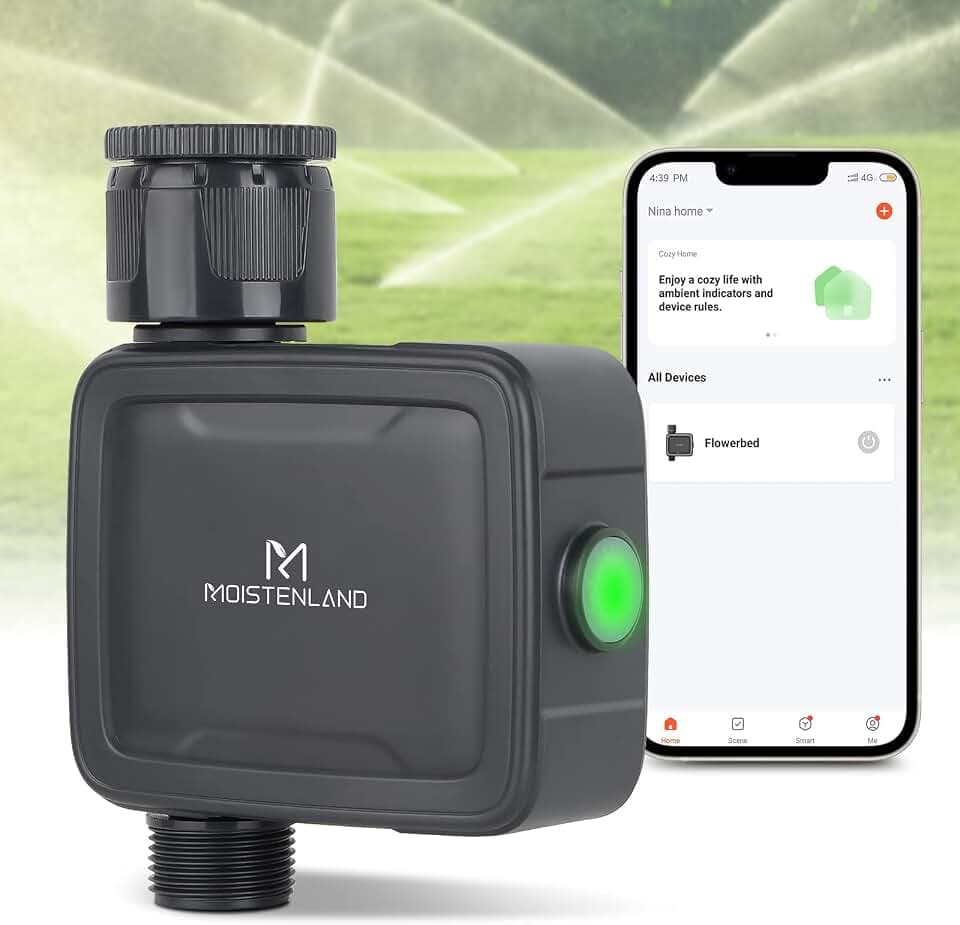 Moistenland Bewässerungscomputer mit Bluetooth, Bewässerungssteuerung, Smart Water Control mit App Steuerbar, Automatische Bewässerung für Rasensprenger und Balkon Pflanzen Gartenbewässerungssystem