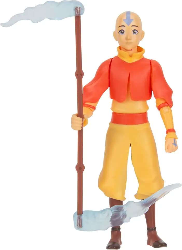 Jazwares Avatar: The Last Airbender Aang (Book One) - 4.5-Inch Scale Figure with Staff, Air Effects, and