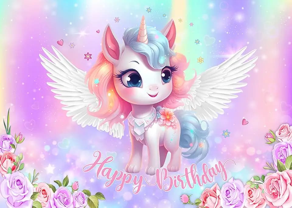 7x5ft Unicorn Birthday Backdrop Gold Glitter Rainbow Unicorn Party Decorations Photo Background Girls Birthday Bokeh Floral Party Decorations Kids Photo Booth Gifts 278