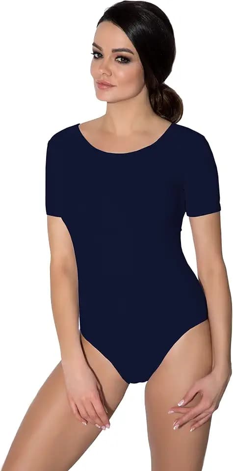Aquarti Damen Ballett Trikot Kurzarm Gymnastik Tanz-Body
