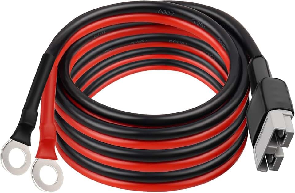 MOOKEERF 50Amp Anderson-Style Connector to O Ring Terminal Cable 10FT,10AWG Battery Quick Connect/Disconnect Cable for RV Boat Lithium Batteries and Backup Power Systems