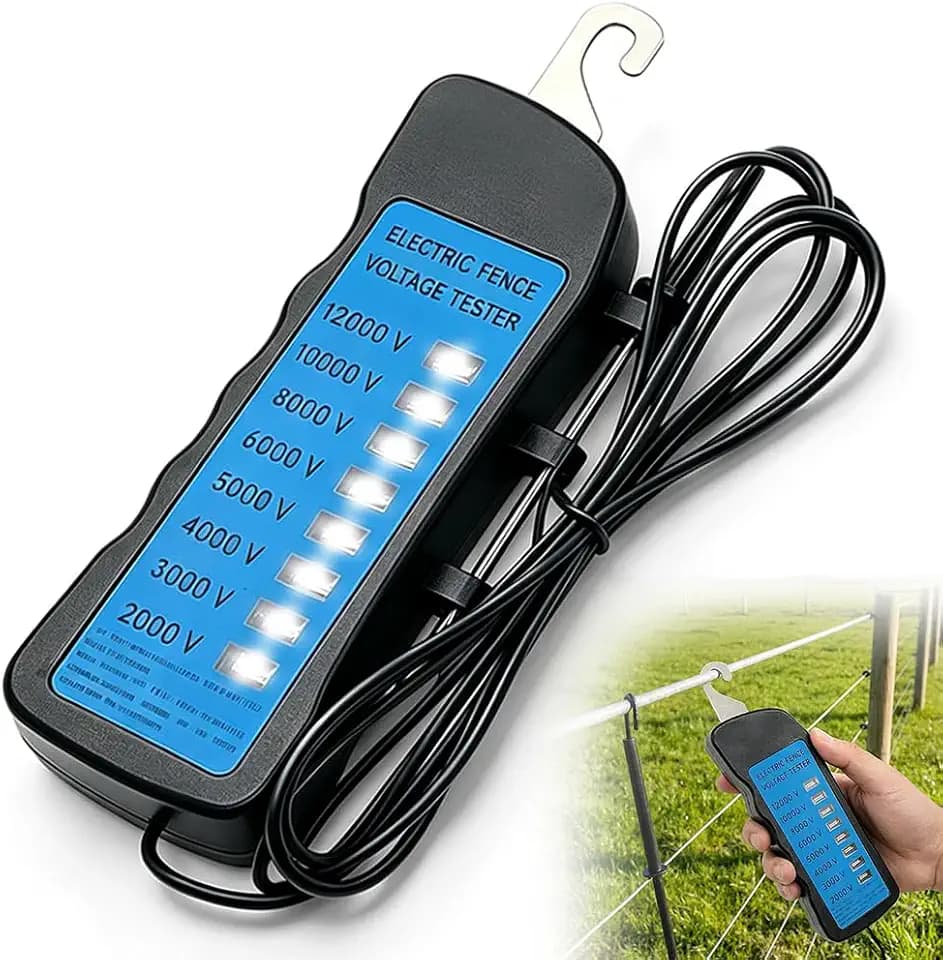 Stromprüfer Weidezaun, 2000 Bis 12000V mit 8 Neon-Anzeigeleuchten