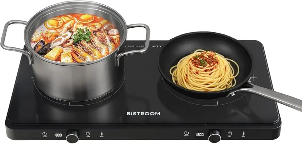 Double Induction Cooktop: Apartment-Friendly Dual Burner with Precision Temp Control (140°F-460°F) – No Breaker Trips, Perfectly Seared Steak & Never-Burnt Eggs