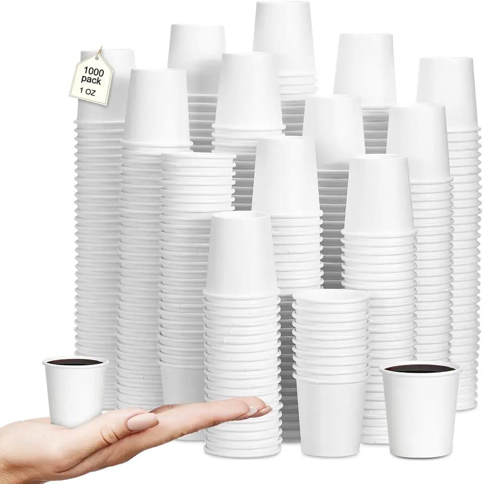 Jingmore 1000 Pcs 1 oz Mini Coffee Paper Cup Disposable Espresso, White