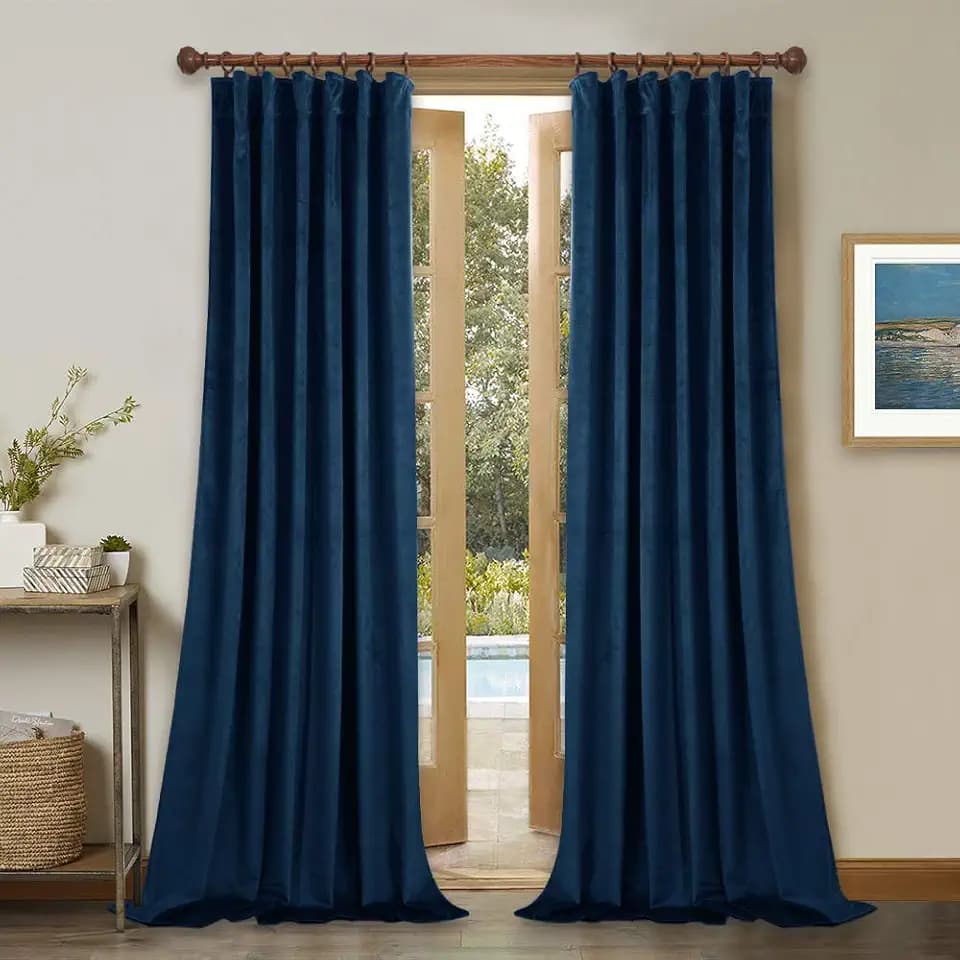 StangH Navy Blue Velvet Curtains Blackout for Bedroom, W52 x L92, 2 Panels