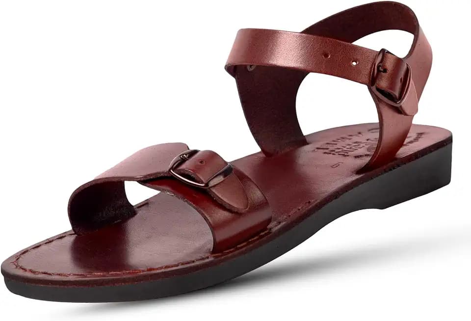 Holy Land Market Men/Women Biblical Jesus Leather Sandals/Slides From Jerusalem (Jerusalem Style I) - 11-11.5 Women/8.5-9 Men