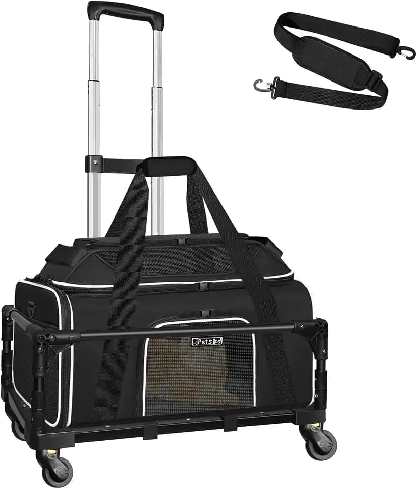 Petskd Top-Expandable Small Pet Carrier with Wheels Airline Approved