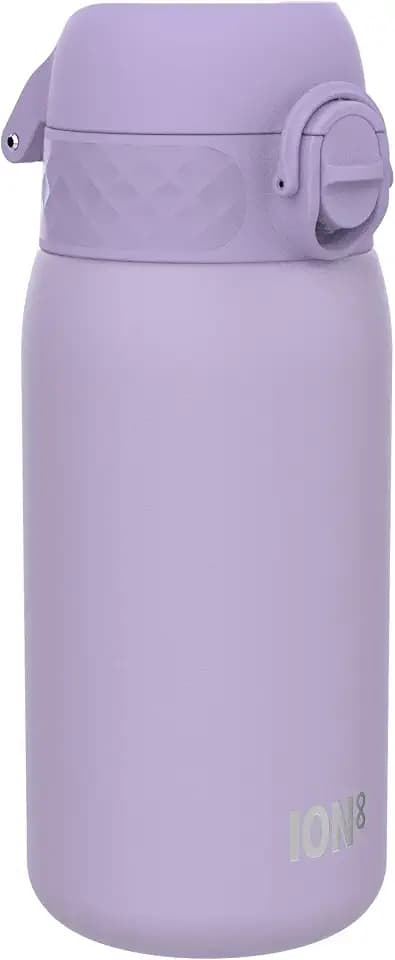 ion8 Kinder Trinkflasche, Edelstahl Leicht 400ml, Nicht Isoliert, Auslaufsicher, Einhandöffnung, Sichere Verriegelung, Spülmaschinenfest, Klappdeckel, Tragegriff, Leicht zu Reinigen