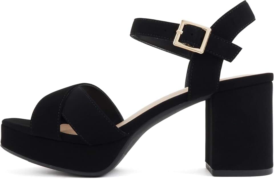 Soda Manji ~ Women Square Toe Cross Band Platform Dress Sandal