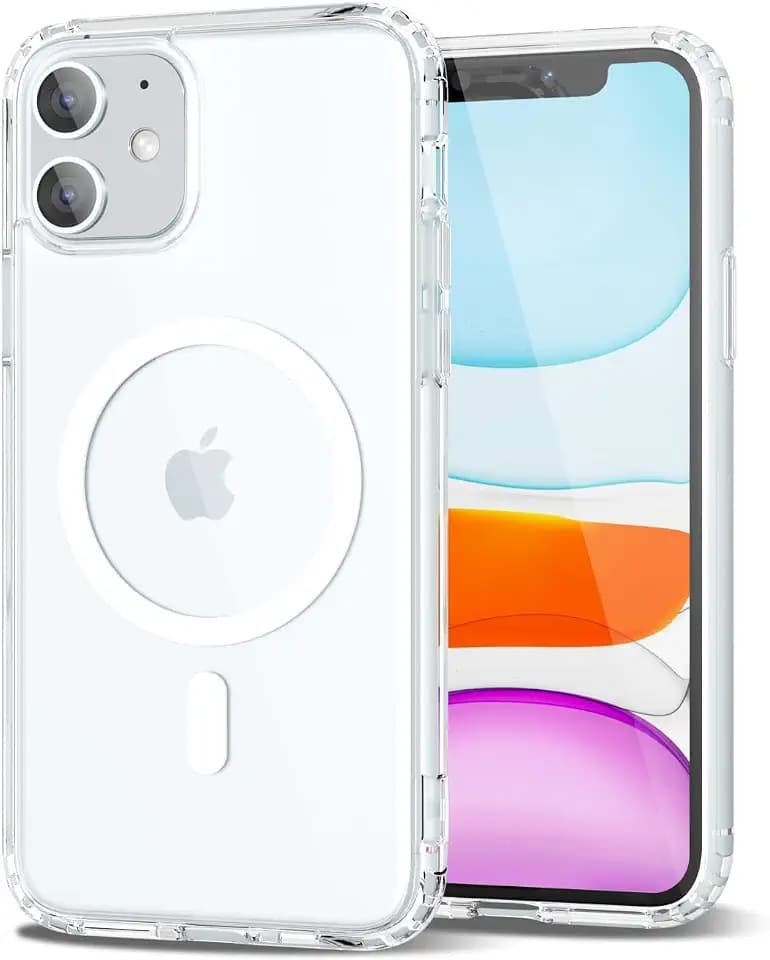 oakxco for iPhone 11 Case Clear Magnetic Compatible with Magsafe, Cute Thin Slim Transparent Non-Yellowing TPU Bumper, Shockproof Hard Shell & Soft Silicone Mag Safe Phone Case for Women, Clear