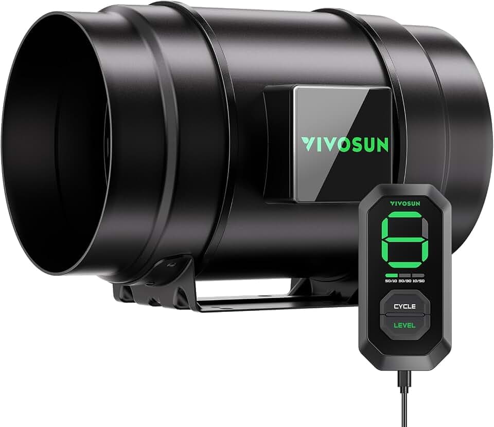VIVOSUN G8 8" Inline Fan &Cycle Mode Speed Controller, 725 CFM Aerozesh Fan