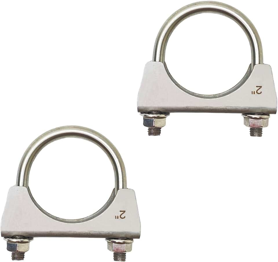 2" U-Bolt Exhaust Clamp, Muffler U-Bolt Clamps, Pack of 2